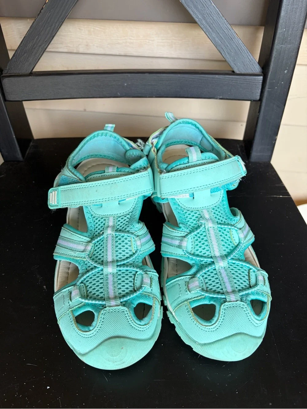 Kids TZJS Aqua Teal Closed-Toe Sandals - Comfortable Active Play Shoes Girls 2